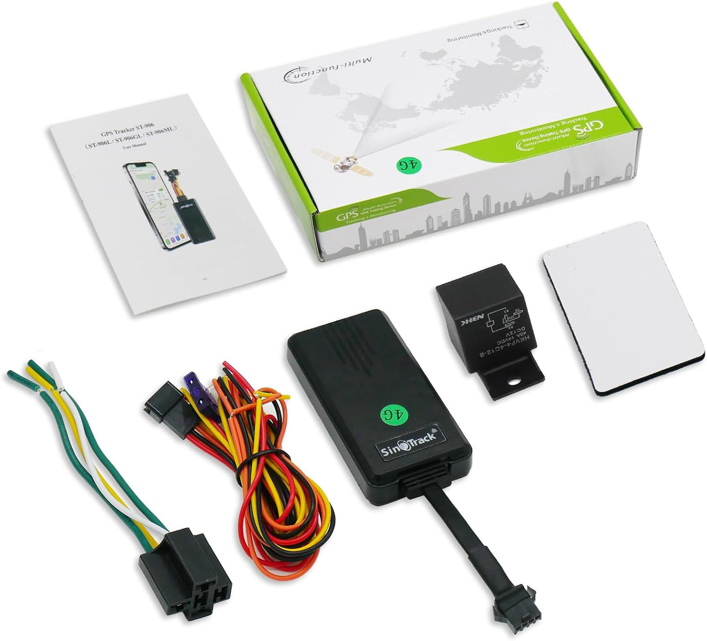 SinoTrack 4G GPS Tracker for Vehicles,ST-906L-SA Real Time Anti-Lost Alarm Locator with Relay Cut Engine Off GPS Tracking Device for Car Motorcycle Truck Taxi with Free APP