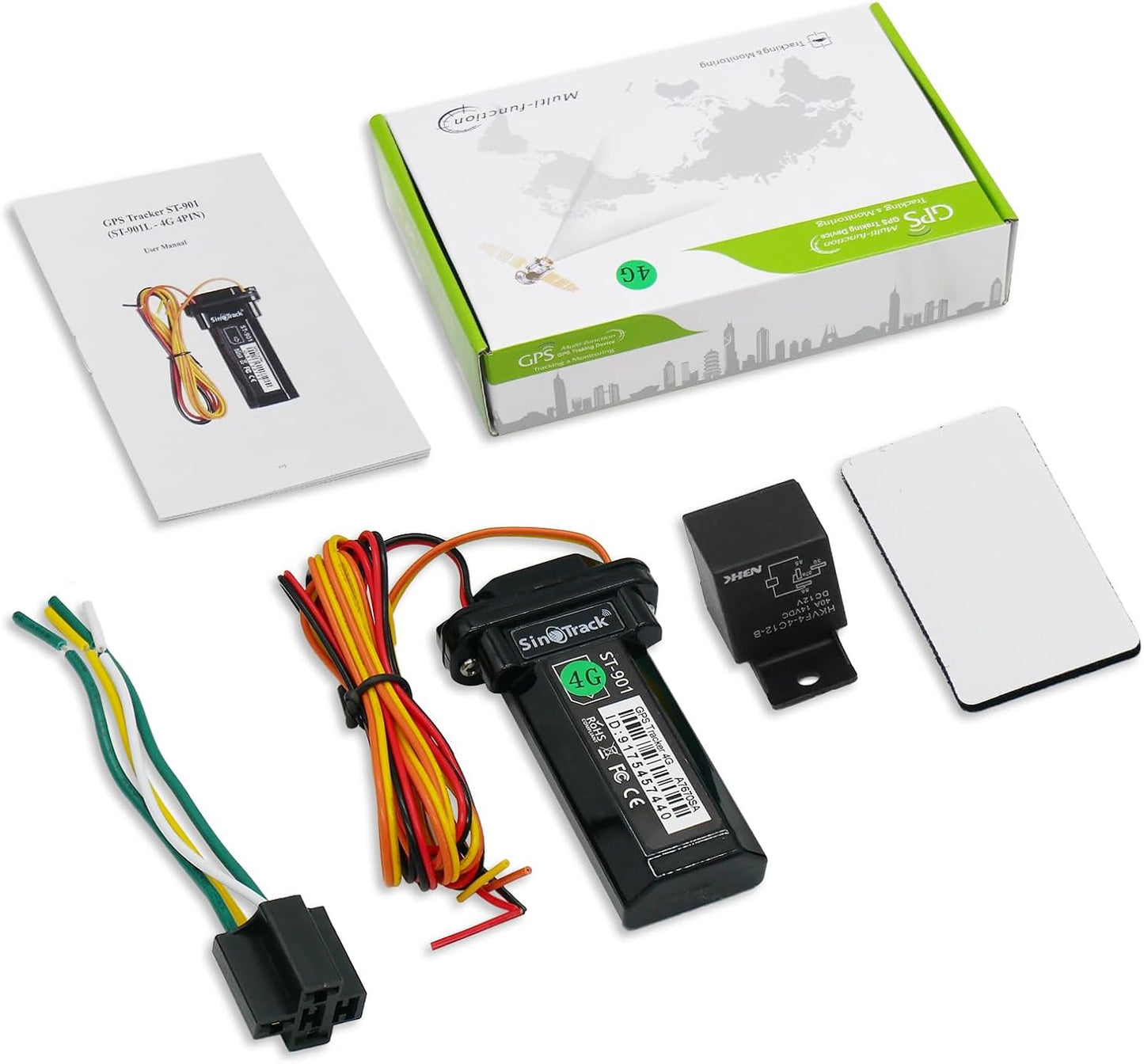 SinoTrack GPS Tracker for Vehicles,901L 4G Real-Time Car GPS Tracking Device,Waterproof Hidden Car Locator Tracking Device for Vehicles Car Motorcycle Truck Taxi with No Monthly Fee Tracking System