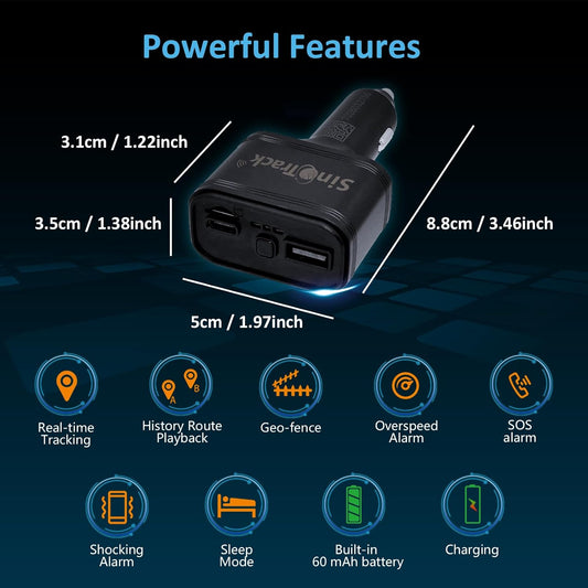 SinoTrack 4G GPS Tracker for Vehicles,Hidden Anti-Theft Alert Location GPS Tracker,Real Time GPS Tracking Device Car Charging Locator with No Monthly fee Platform for Car Track Taxi