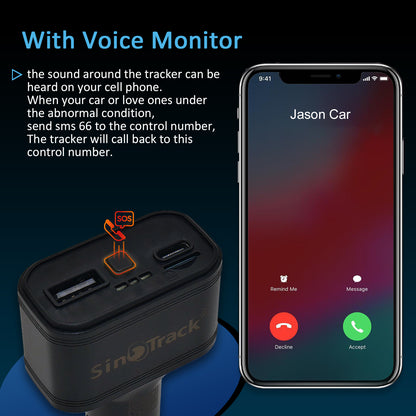 SinoTrack 4G GPS Tracker for Vehicles,ST-909L Hidden Anti-Theft Alert Location GPS Tracker,Real Time GPS Tracking Device Car Charging Locator with No Monthly fee Platform for Car Track Taxi